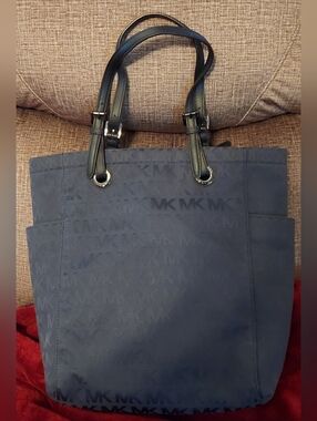 Michael Kors Navy and Black Logo Tote with Contrast Trim